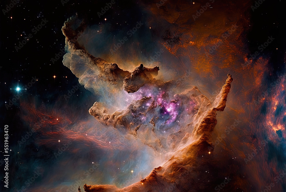 NASA provided the images cosmic background, the Carina Nebula. Generative AI