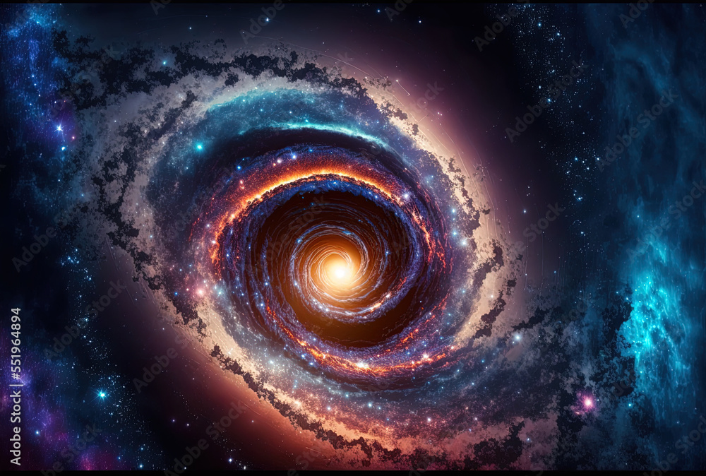 incredible spiral galaxy Science fiction background splendor of the infinite universe in deep space.