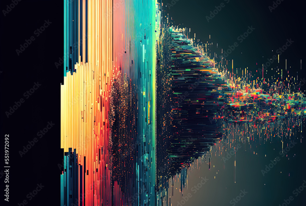 creative radiance massive data glitches design that is distinctive, abstract, digital, pixel noise e