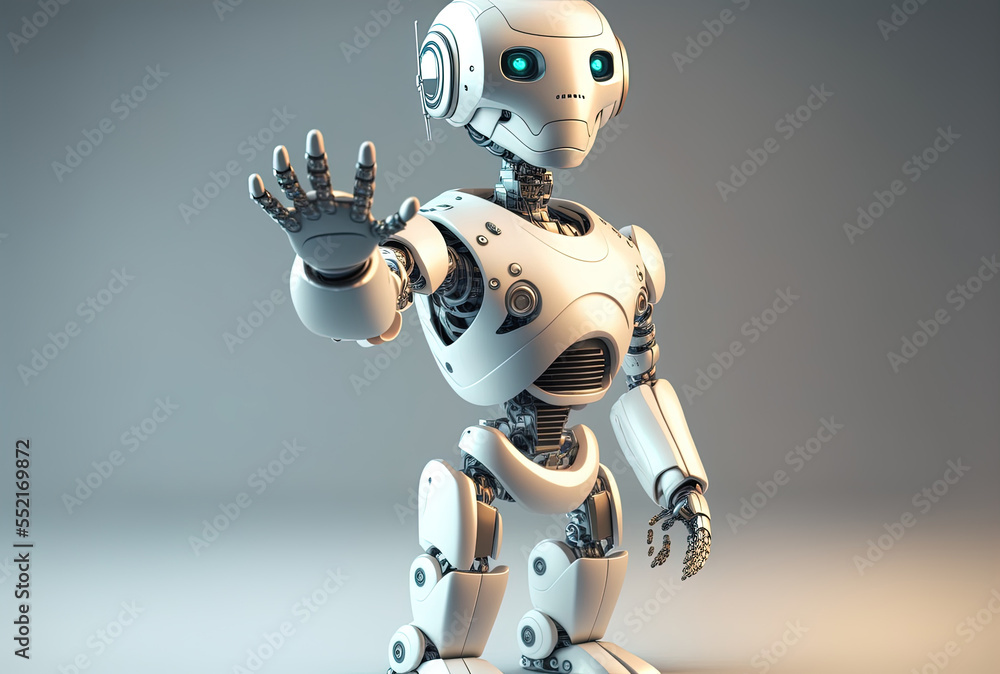 charming artificial intelligence or robot with open hand of cartoon figure. Generative AI