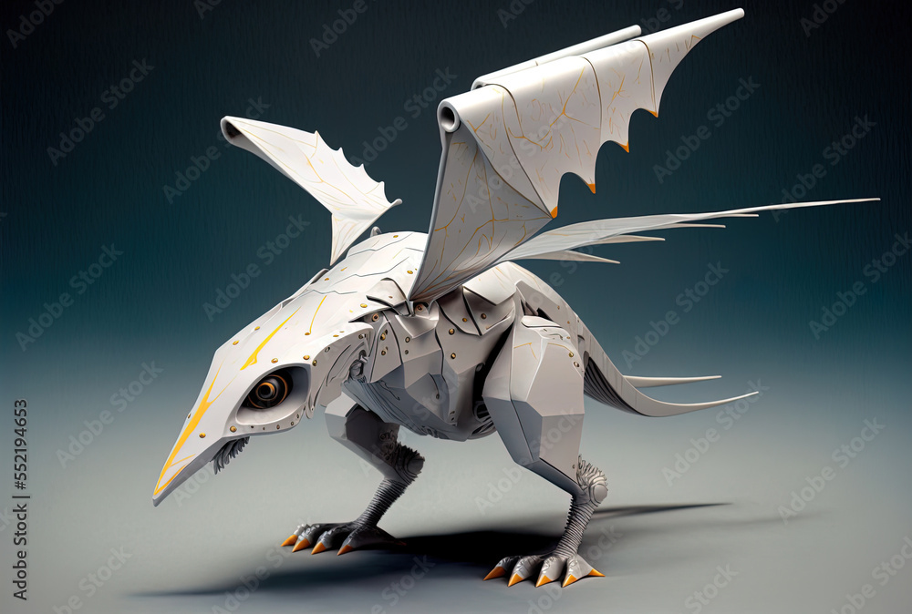 A programmable pterodactyl shaped childrens robot. Generative AI