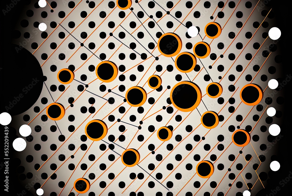 backdrop with black connecting dots and lines in an abstract, techno style. Generative AI