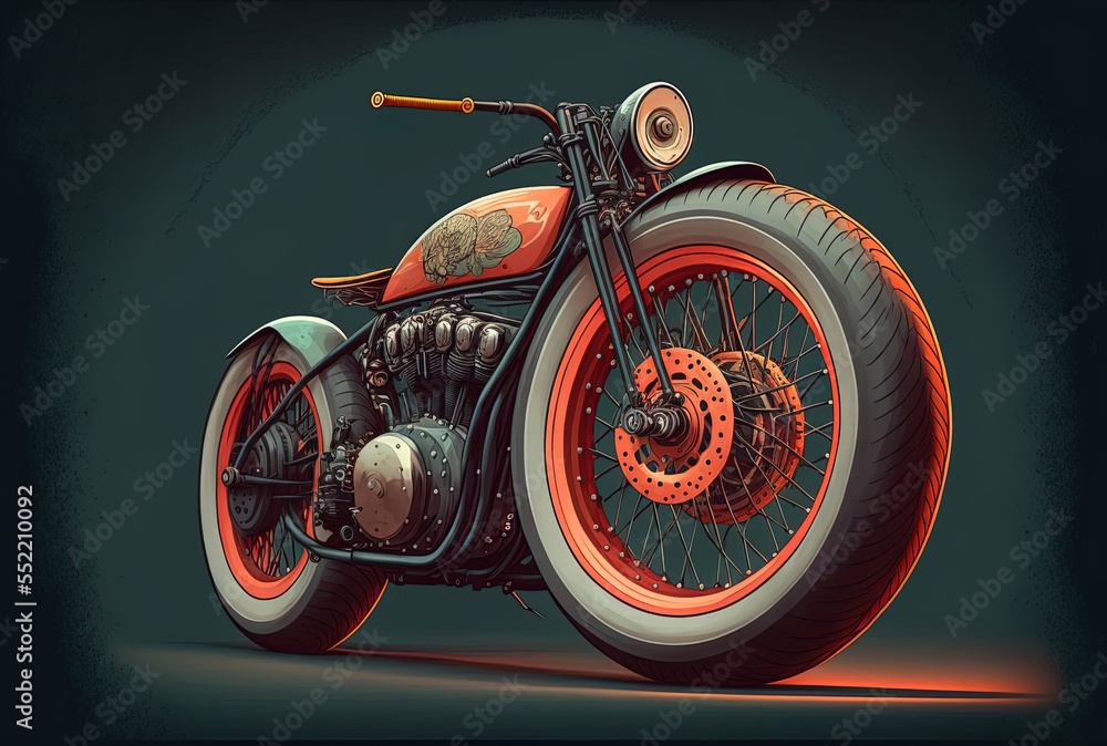 a motorcycles cafe racer style wheels. Generative AI