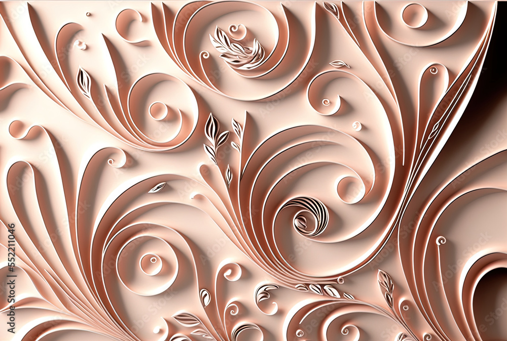 Background of beautiful, textured paper in rose gold. Generative AI