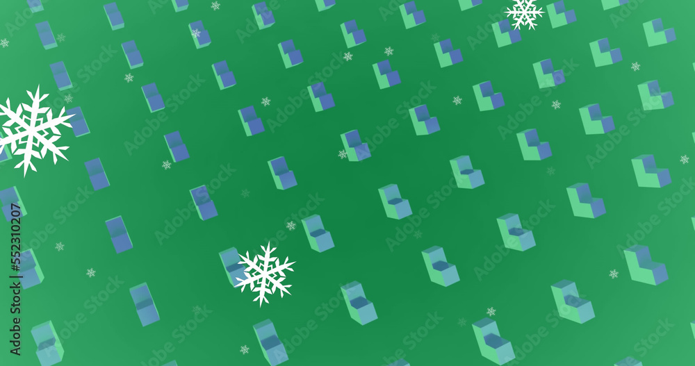 Image of green heart pattern with snowflakes