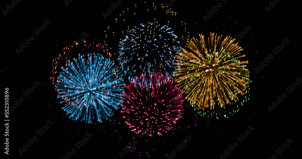 Image of colorful fireworks over black background