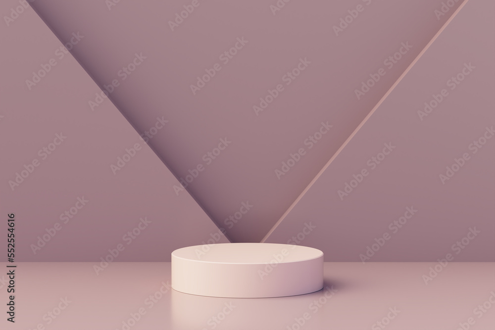 Geometric step pastel pedestal podium platform for cosmetic product presentation. Mock up design emp