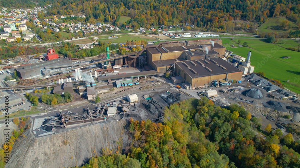 AERIAL: Industrial buildings and infrastructure for purpose of steel industry