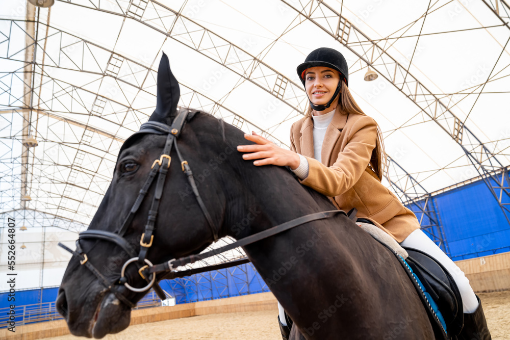 Lifestyle hobby outdoor horse rider. Horse riding pretty woman.