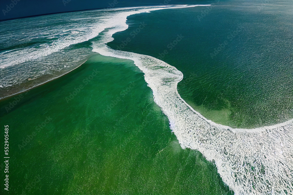 Spectacular aerial top view background photo of ocean sea water splashing. Generative AI. 