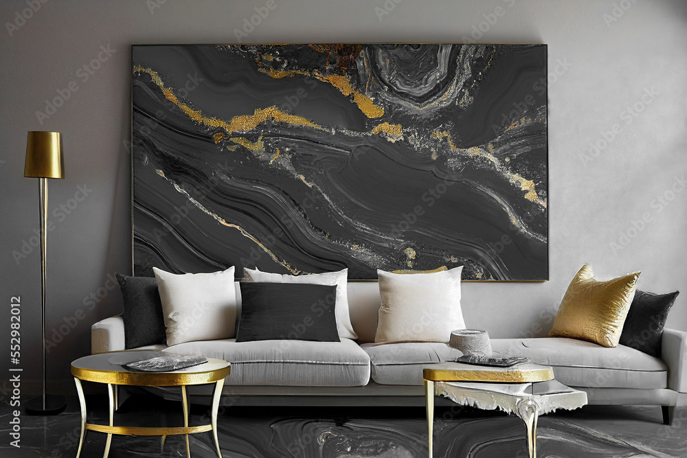 Splendid home interior abstract painting on the wall in digital art . Generative AI. 