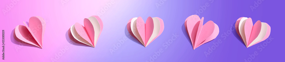 Valentines day or Appreciation theme with paper craft hearts