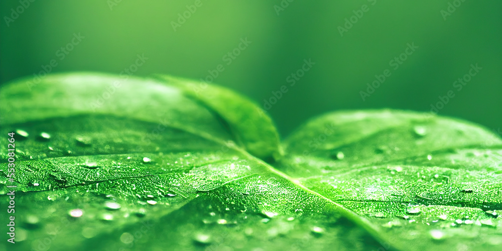 Green leaf background close up view. Nature foliage abstract. Beautifule leave texture. Generative A