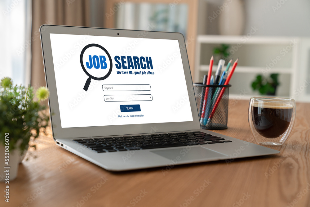 Online job search on modish website for worker to search for job opportunities on the recruitment in