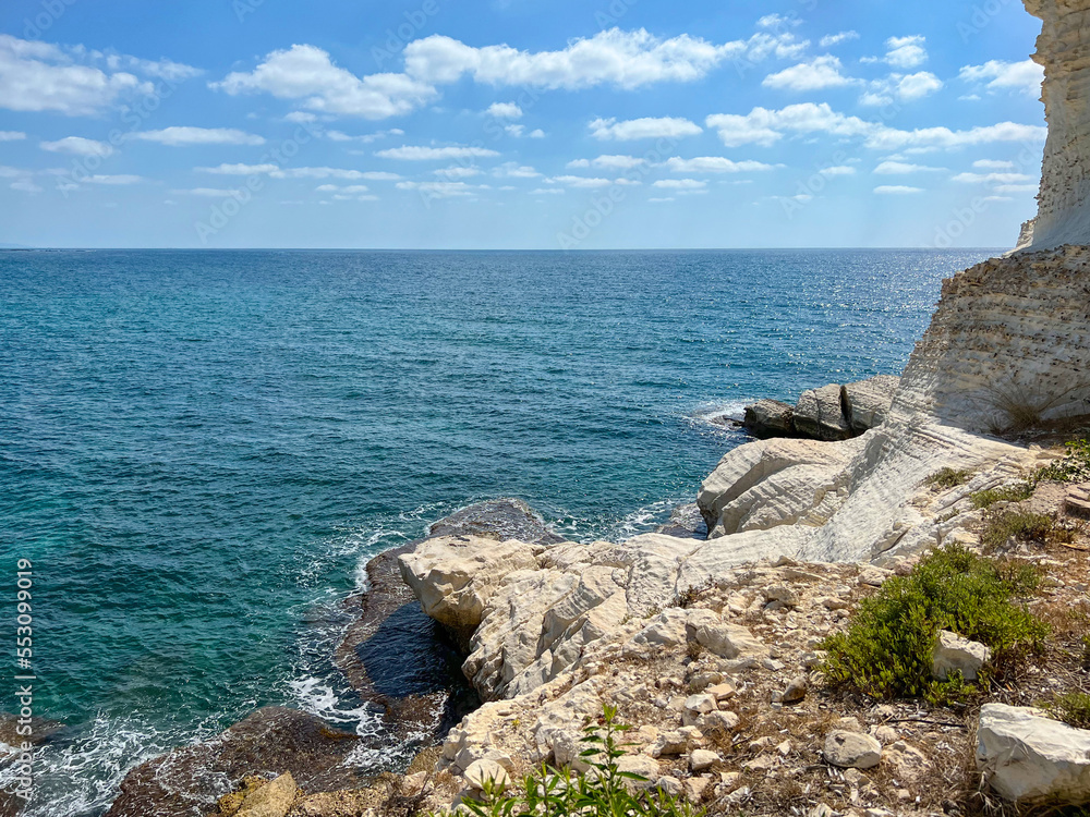 Beautiful sea view with rocky shore