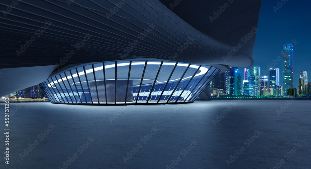 Futuristic streamlined design building exterior