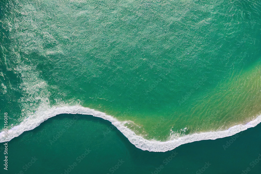 Spectacular aerial top view background photo of ocean sea water splashing. Generative AI. 