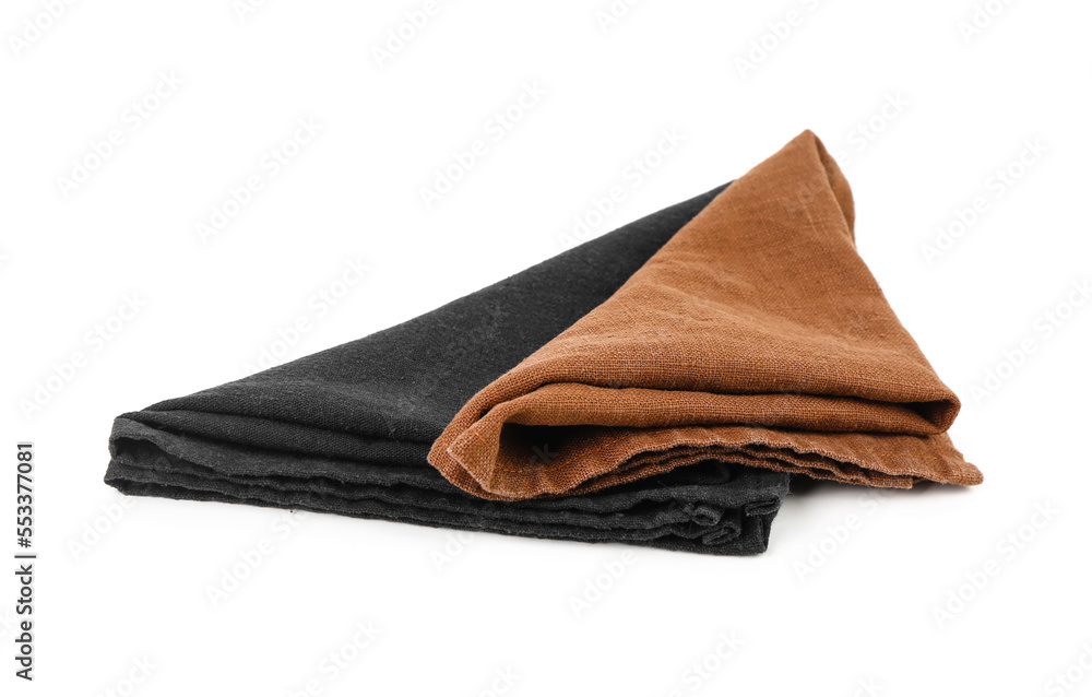 Kitchen napkins on white background