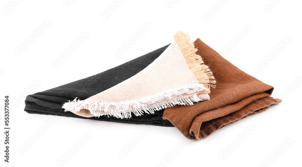 Kitchen napkins on white background