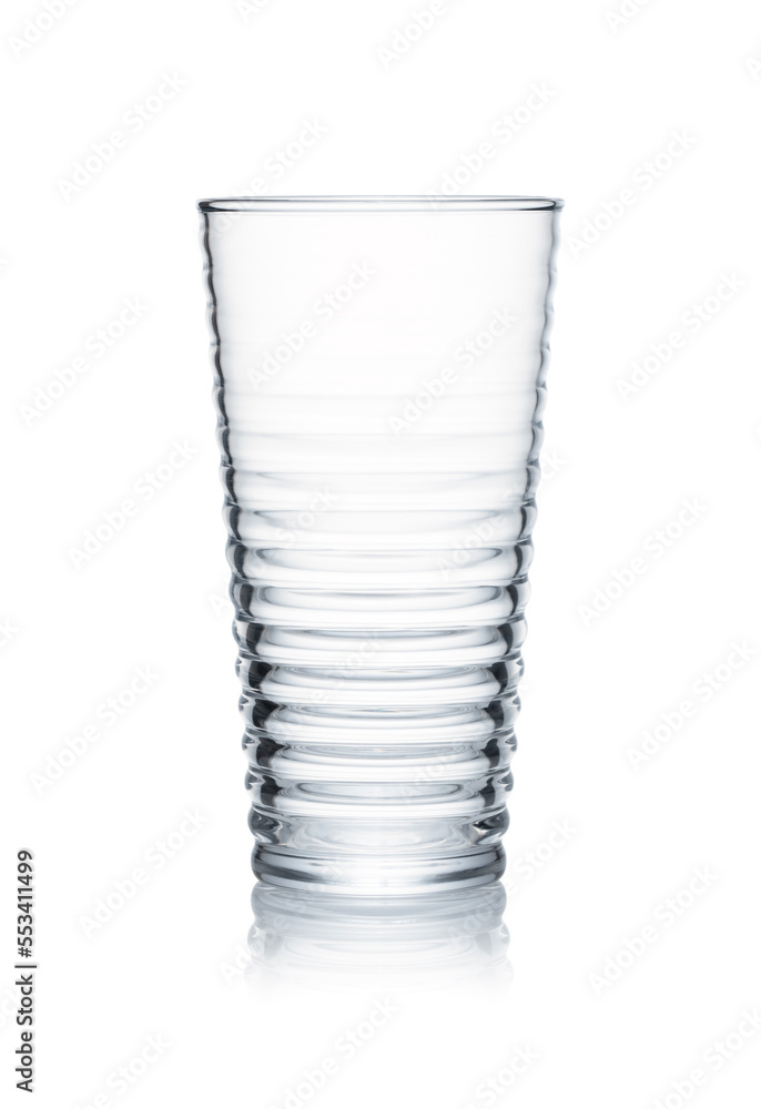 Glass placed on white background