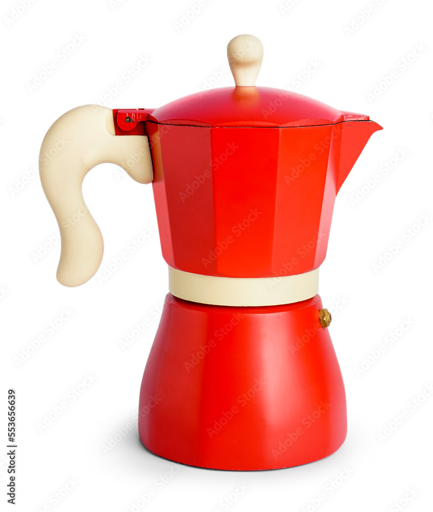 Geyser coffee maker on white background