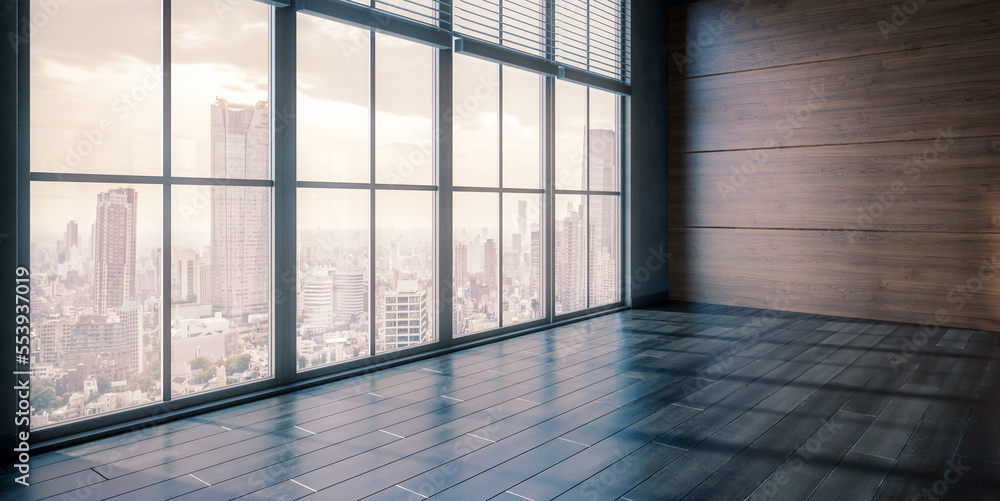 Empty Meeting Area Interior in Design - panoramic 3D Visualization