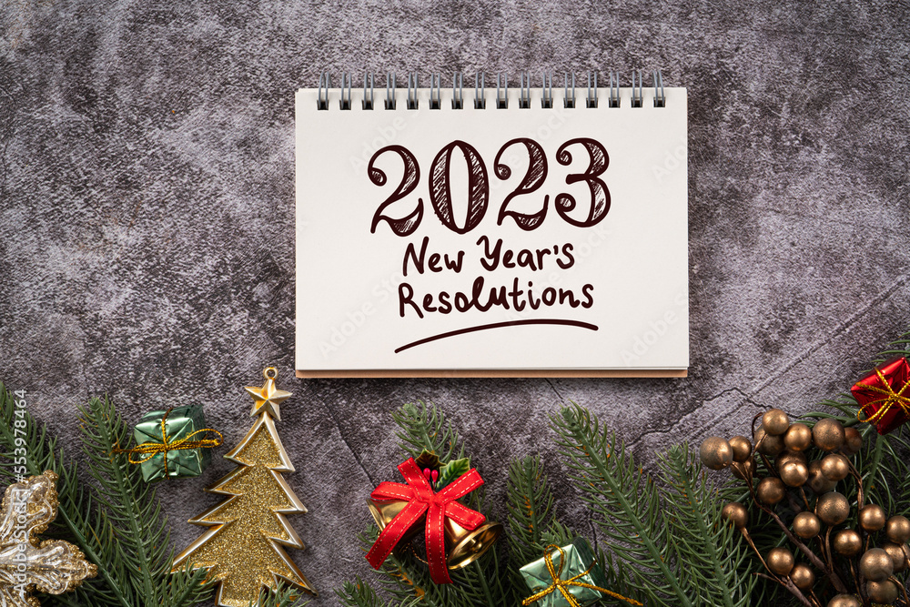 Christmas and New year of 2023 goals, plan and action design concept.