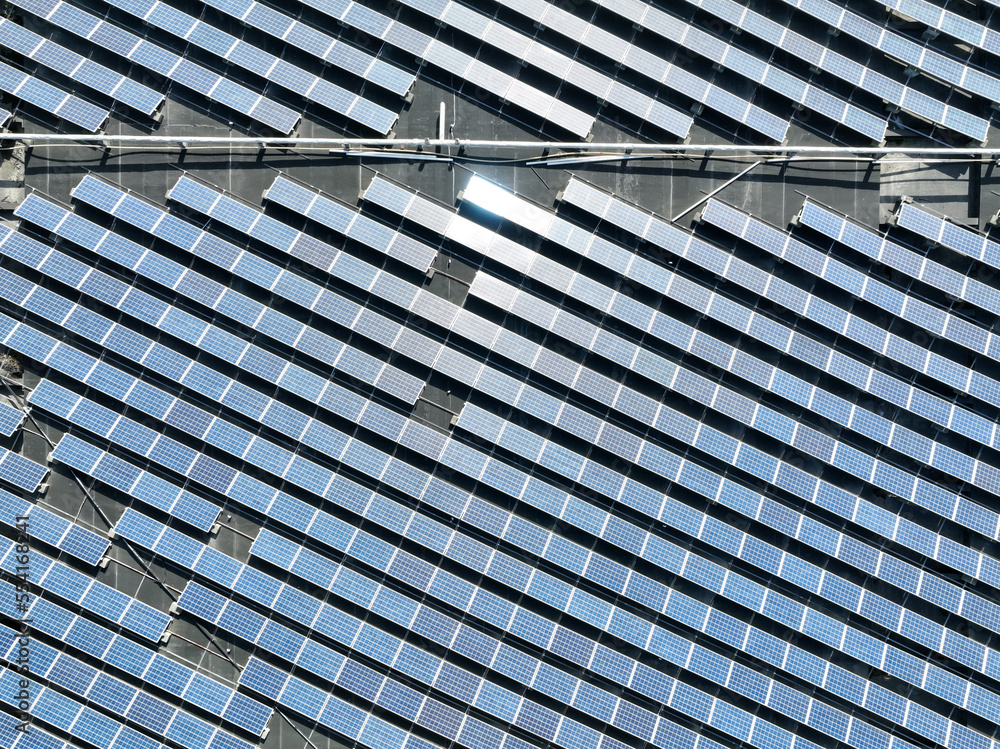 solar panels on factory rooftop