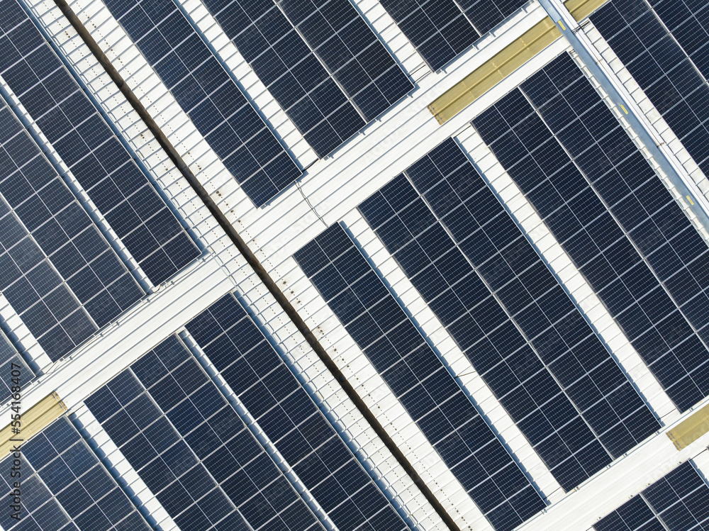 solar panels on factory rooftop