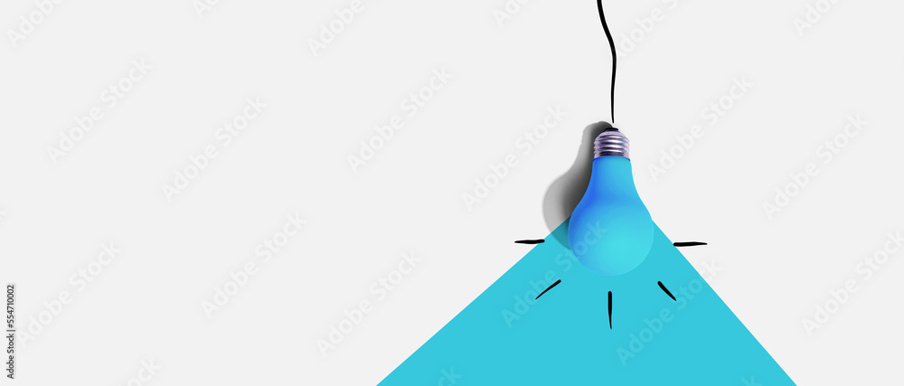 Hanging idea light bulb - Business concept - Flat lay