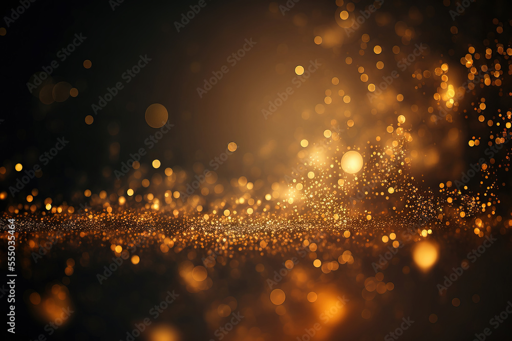 Abstract luxury gold background with gold particle. glitter vintage lights background. Christmas Gol