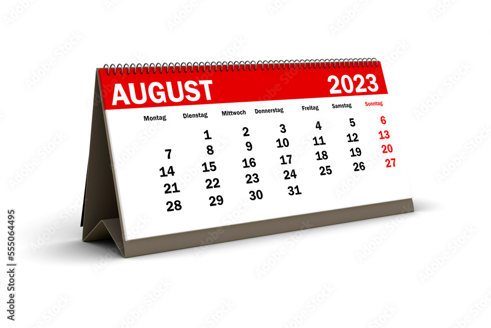 August 2023 - Tischkalender freigestellt