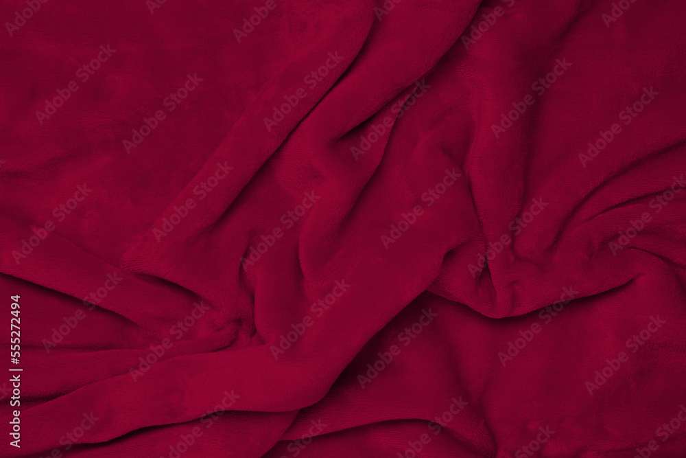 Soft crumpled viva magenta fabric, closeup