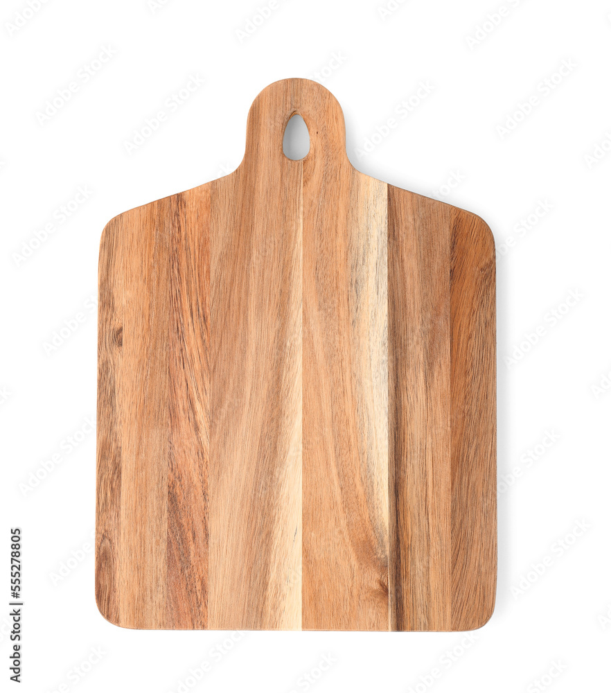 Wooden cutting board isolated on white background