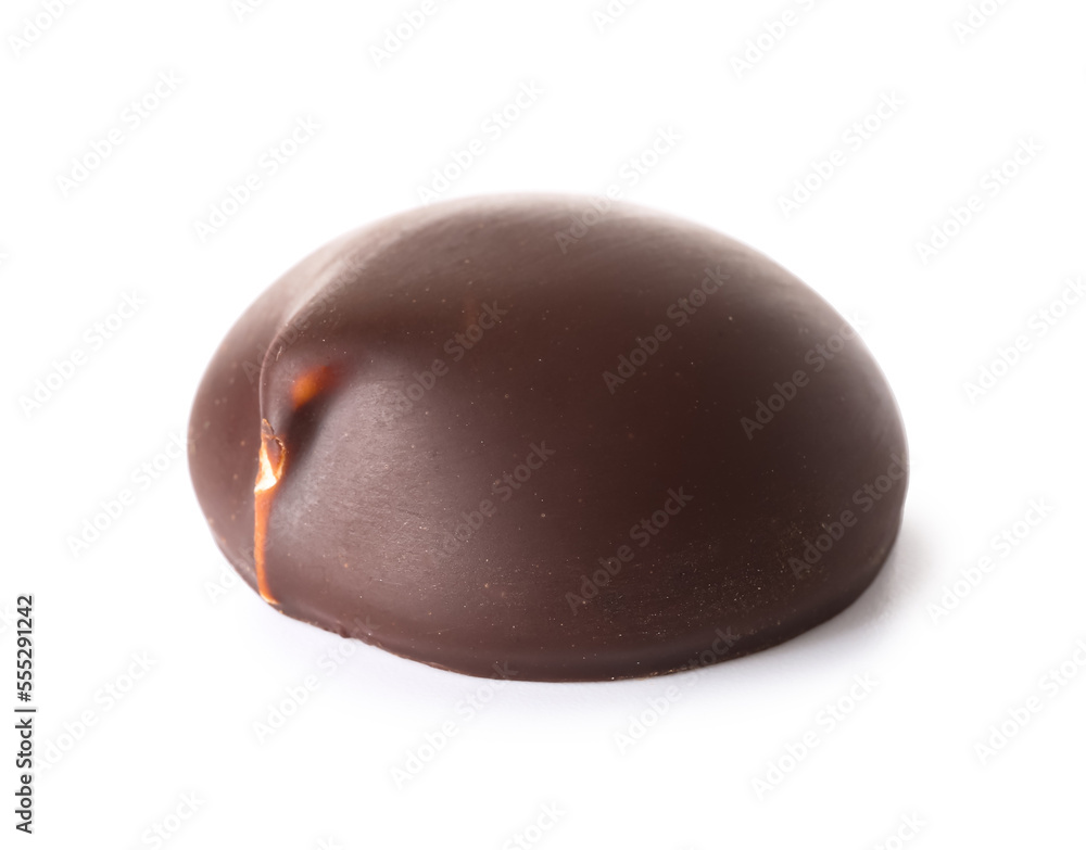 Chocolate birds milk candy on white background