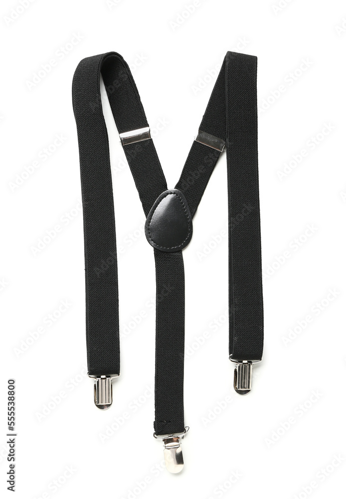 Black suspenders on white background