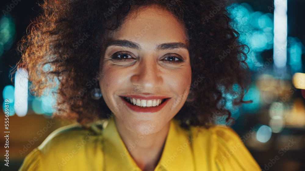 Close Up Portrait of a Happy Middle Eastern Manager Sitting at a Desk in Creative Office. Young Styl