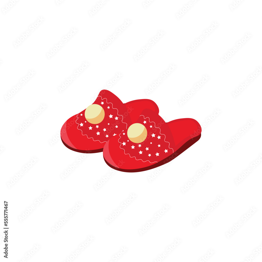 Red slippers on white background