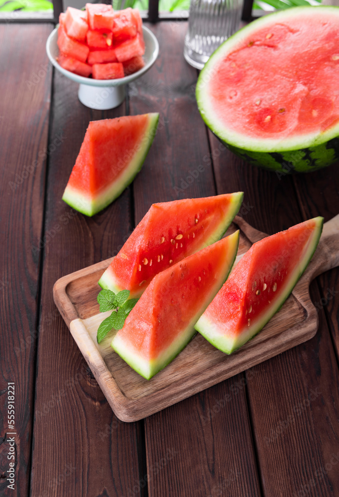 Sliced watermelon, a fresh summer fruit