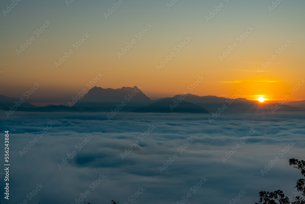 Majestic view of Doi Luang Chiang Dao in northern Thailand, the third highest mountain in Thailand, 