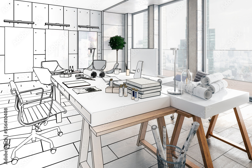 Contemporary Penthouse Office Environment (project) - 3D Visualization