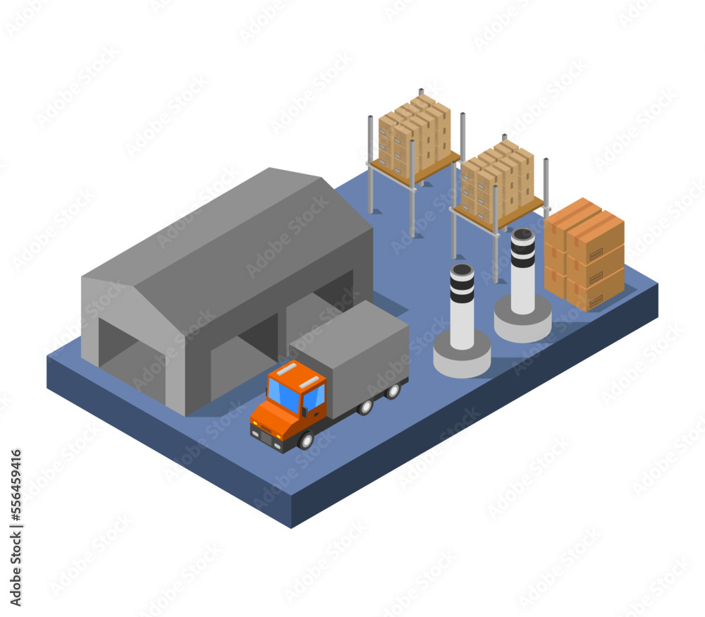 Isometric Industry Vector Graphic Illustration.