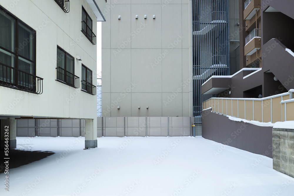 Street view of snow covered in Sapporo