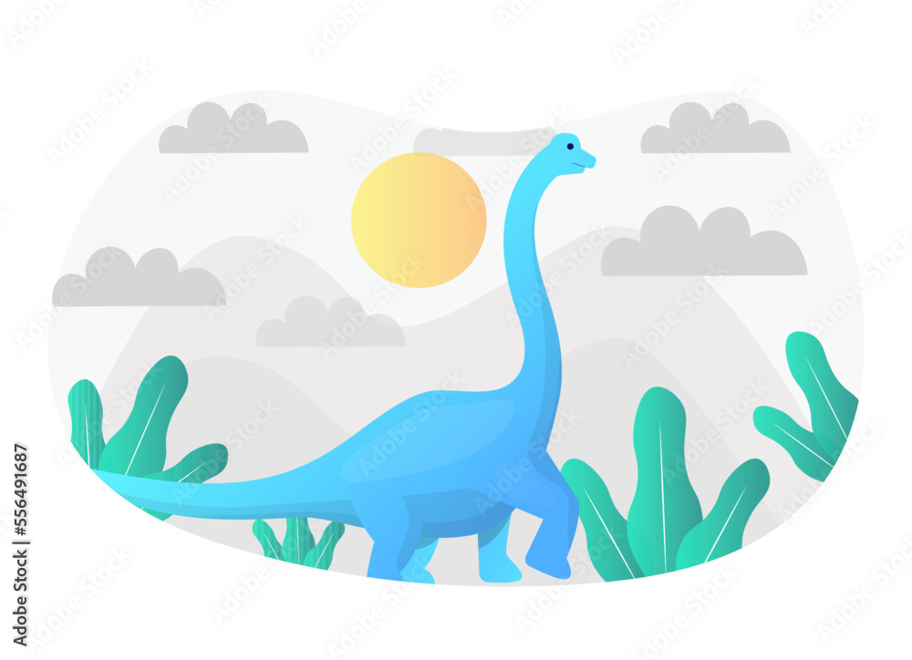 Brachiosaurus Flat Illustration Vector Graphic.