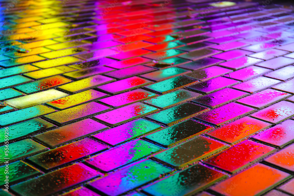 Different color wet tiles as background