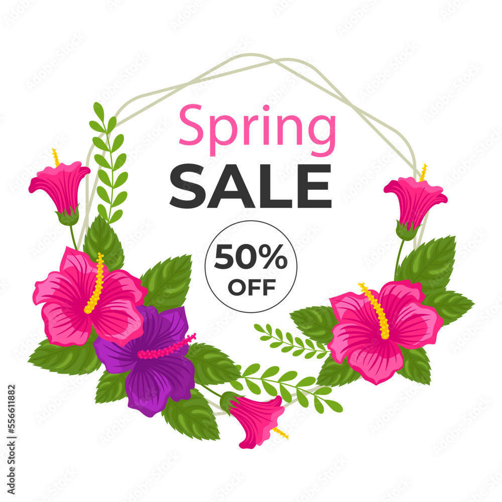 Spring floral frame Vector illustration.