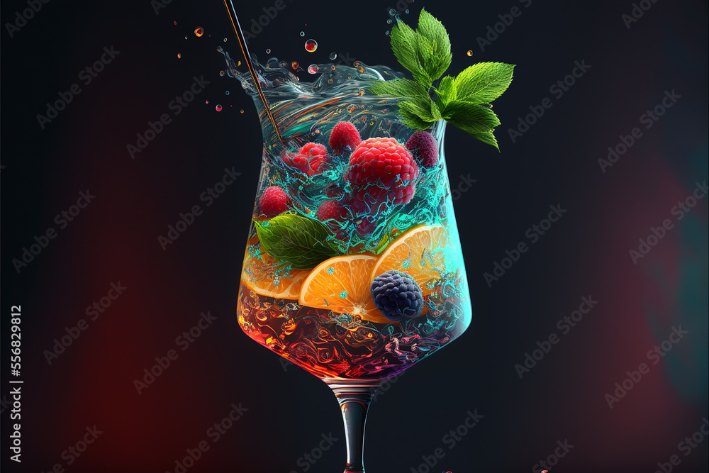 Fresh summer fruit cocktails, generative ai 