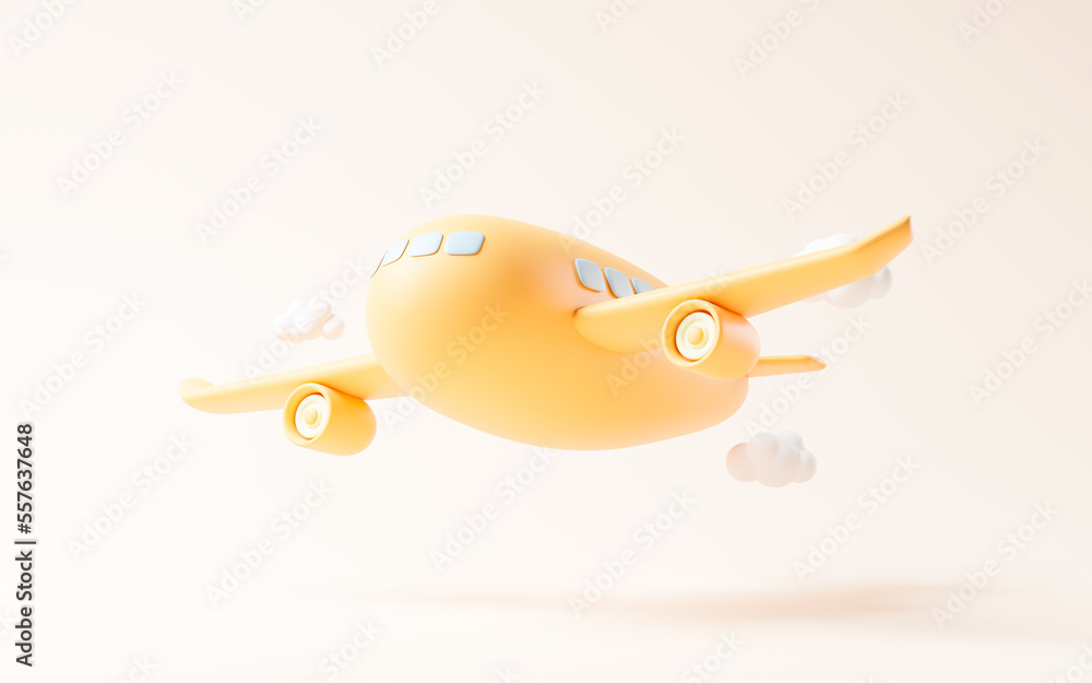 Airplane with cartoon style, 3d rendering.