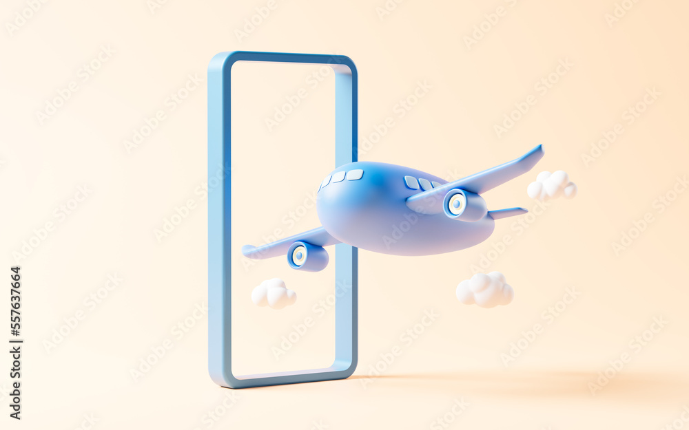 Airplane with cartoon style, 3d rendering.