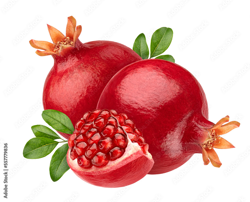 Pomegranate fruits isolated on white background